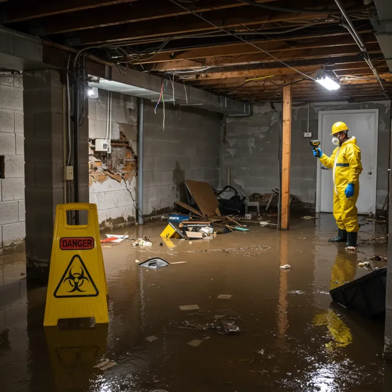 Flooded Basement Electrical Hazard in Lawrence, IN Property